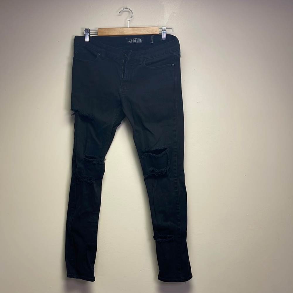 Black Ripped Skinny Jean | Rude